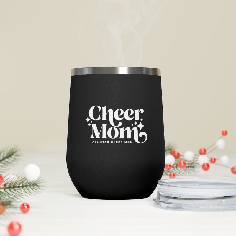 Cheer Mom 12oz Insulated Wine Tumbler Black