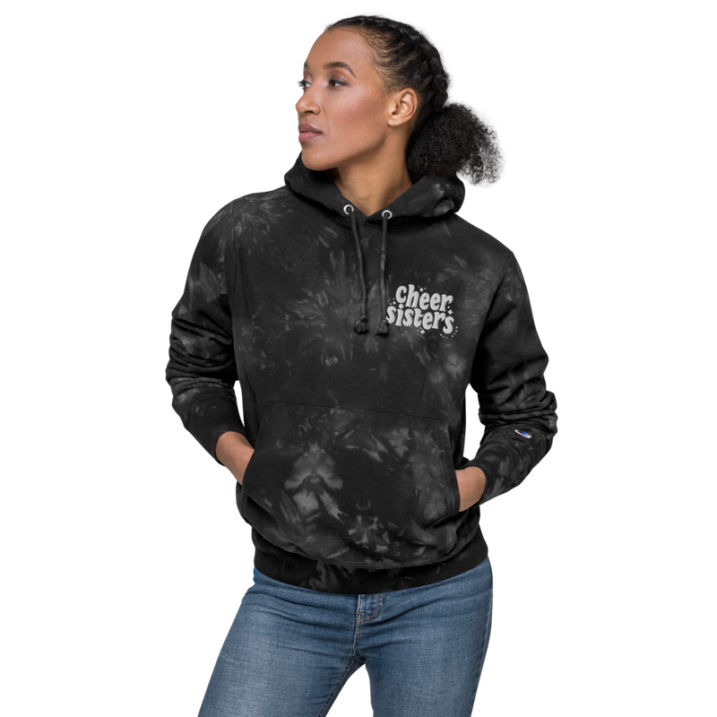 Unisex Champion tie-dye hoodie with embroidered logo