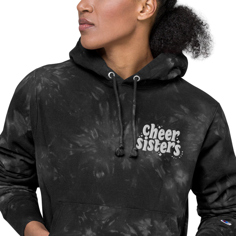 Unisex Champion tie-dye hoodie with embroidered logo